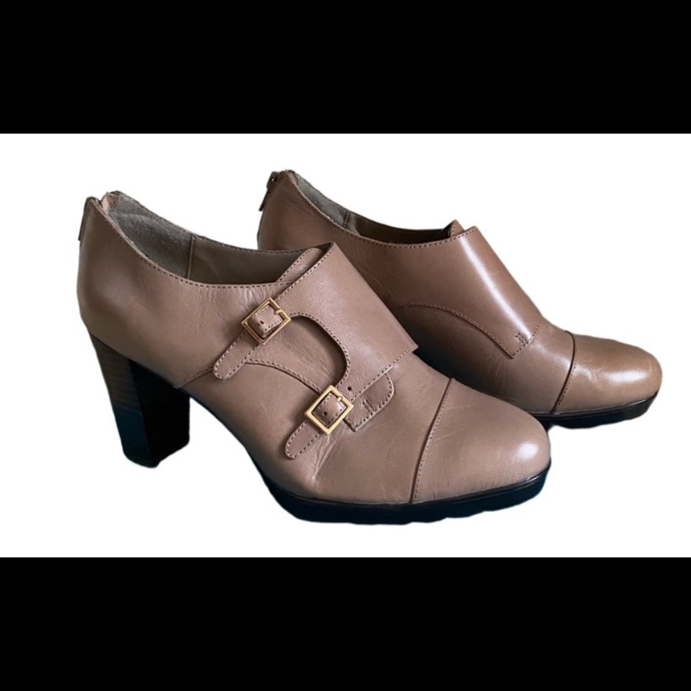 Belle Vita Wide Taupe Leather Booties